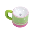 Cartoon green milk cup acrylic bead with yellow stars and pink stripes for DIY crafts - Painted - Fruit Green + Rose Red