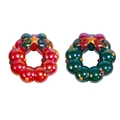 Christmas wreath resin charm in red and green with a star bow for DIY crafts - Wreath - Random Color