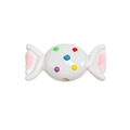 Polka dot candy shaped acrylic bead in white with colorful spots for DIY jewelry - White