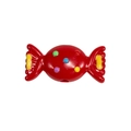 Red candy-shaped acrylic bead with colorful dots and pre-drilled holes for DIY jewelry - Red