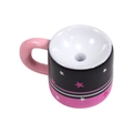 Pink and black star pattern cow mug acrylic bead for DIY jewelry and bag charms - Painted - Black + Rose Red