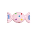 Pink candy-shaped acrylic bead with colorful dots and blue side accents for DIY jewelry - Light Pink