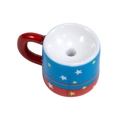 Cartoon milk cup bead for DIY keychain featuring red and blue stars on acrylic surface - Painted - Blue + Red