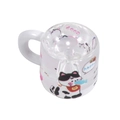Transparent resin cup bead with cute cartoon cat holding fish for DIY jewelry crafts - Transparent - White