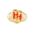 Cloud-shaped transparent yellow bead with red HI lettering and heart star motifs - Cloud / Transparent Yellow And Red
