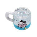 Translucent glass cat bead charm with white handle and cute summer print for DIY jewelry - Transparent - Blue