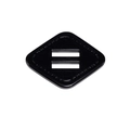 Toppa in pelle nera lucida a forma di rombo con due fessure per accessori fai da te - Rombo (Nero)