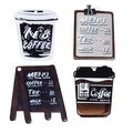 Set di quattro ciondoli menu caffè nero in acrilico per portachiavi e accessori fai da te - Stile Casuale