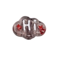 DIY translucent grey cloud bead featuring Hi lettering with red star and heart details - Cloud / Transparent Dark Gray And White
