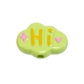 Green cloud bead with Hi text and heart detail for DIY jewelry making and crafts - Cloud / Painted - Fruit Green
