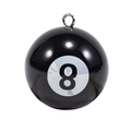 Miniatuur biljartbal sleutelhanger nummer 8 met gepolijste afwerking op witte achtergrond - 25mm Hangende Hanger