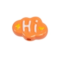 Bright orange cloud-shaped DIY bead with HI lettering and cute star pattern - Cloud / Painted - Orange
