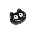 Cute black cat acrylic bead with glossy finish and thru-hole for DIY jewelry making - White Eyes Cat Style