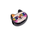 Black cat acrylic bead with rainbow eyes for DIY jewelry making and phone charms - Colorful Eyes Cat Style