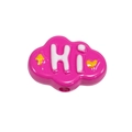 Pink cloud bead with Hi lettering and star motifs for DIY jewelry and hair accessories - Cloud / Painted - Rose Red