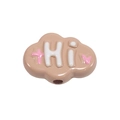 Cloud-shaped beaded DIY accessory in light brown with Hi lettering and heart detail - Cloud / Painted - Milk Tea Color