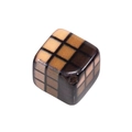 Brown and bronze gradient checkered acrylic cube bead for DIY jewelry and keychain - Small Slanted Hole - Coffee