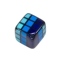Acrylic cube bead with blue mosaic gradient pattern for DIY jewelry and crafts - Small Slanted Hole - Blue