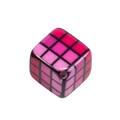 Pink and purple grid acrylic cube bead with center hole for DIY jewelry making - Small Slanted Hole - Rose Red