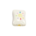 Square acrylic candy bead with colorful hand-painted sun pattern for DIY crafts - White