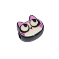 Cute black cat acrylic bead with cartoon eyes and side hole for DIY jewelry making - Purple Face Cat Style