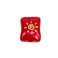 Flat rectangular red acrylic candy bead with a colorful sun pattern for DIY jewelry - Red