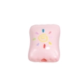 Pink square acrylic bead with a colorful hand-drawn sun pattern for DIY jewelry - Light Pink