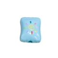 Light blue square acrylic candy bead with sun doodle for DIY jewelry and keychains - Blue