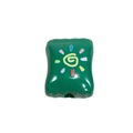 Dark green acrylic square bead with colorful spiral sun pattern for DIY jewelry making - Dark Green