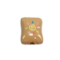 Light brown acrylic square candy bead with colorful sun pattern for DIY keychain making - Light Coffee