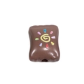 Brown acrylic square candy bead with colorful sun spiral pattern for DIY jewelry - Dark Coffee