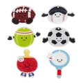 Cute acrylic sports keychains set with glitter details including soccer and tennis styles - Random Style