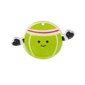 Cute green acrylic tennis ball keychain with smiling face and sparkling glitter finish - Tennis Ball