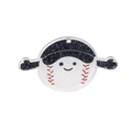 Cute acrylic baseball keychain pendant with a smiley face and glitter finish detail - Baseball