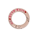 Roze ronde veerring sleutelhanger met Good Luck tekst voor tassen decoratie - Melkthee Kleur