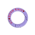 Paarse ronde veersluiting van legering met Oh Good Luck tekst en hartdecoratie - Middelpaars