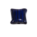 Blue acrylic cat pillow bead with black stripes for DIY keychain and jewelry making - Painted Royal Blue