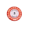 Acrylic red poker chip keychain pendant with number 5 and lucky floral pattern - Denomination 5 Style / Red