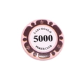 Pink and purple 5000 value acrylic poker chip pendant with Lasv Egalos logo - Denomination 5000 Style / Light Pink