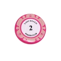 Roze en witte pokerchip sleutelhanger met gouden kroon en waarde van twee - Waarde 2 Stijl