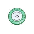 Groene acryl pokerchip met nummer 25 kroonpatroon en Las Vegas Poker Club tekst - Waarde 25 Stijl