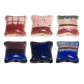 6pcs set of creative acrylic pillow shaped beads with colorful patterns for DIY jewelry crafts - Painted (Random Color)