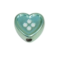 Cuenta de acrílico en forma de corazón verde menta con brillo nacarado y diseño de botón - Corazón / Verde