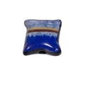 Square acrylic cat bead in blue and brown gradient glaze for DIY jewelry making - Painted Royal Blue + Blue