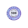 Paarse acryl pokerchip hanger met geluksgetal 500 en pokerclub ontwerp op maat - Waarde 500 Stijl