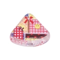 Triangle acrylic bead with patchwork heart and bow patterns for DIY keychains - Patterned Cake / Red White Plaid Bow Heart (No. 4)