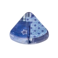Blue acrylic triangle bead with star and stripe patterns for DIY jewelry making - Patterned Cake / Blue Patchwork Star Polka Dot (No. 5)
