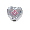 Colgante corazón de metal pulido con puntos rosas y agujero para abalorios de DIY - Corazón / Plateado