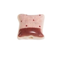 Pink pillow-shaped acrylic bead with red polka dots and glazed base for DIY jewelry - Painted Deep Red + Light Pink
