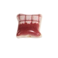 DIY acrylic cat cartoon pillow bead with grid pattern for making keychains - Painted Deep Red + Grid Pink